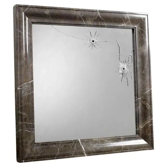 Seven Years Square Wall Mirror with Marble Frame by Barberini & Gunnell For Sale - Image 9 of 9