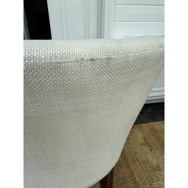 Pair of Bright Chair Maria Arm Chairs in Jane Churchill Darwin Cream With Natural Walnut Legs For Sale - Image 10 of 15
