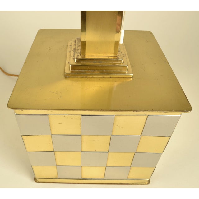 Metal Checker Table Lamp in Brass and Chrome by Spadafora, 1970s For Sale - Image 7 of 9