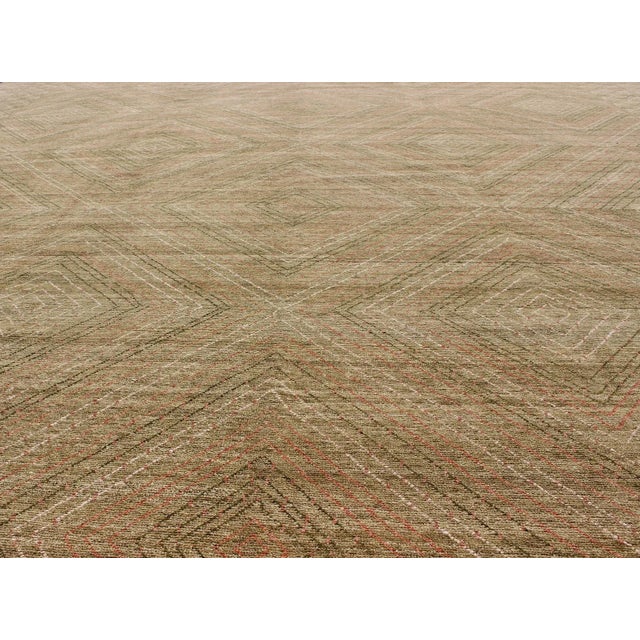 1990s Large Modern Rug With Transitional Design in Green by Keivan Woven Arts 12'3 X 16 For Sale - Image 5 of 11
