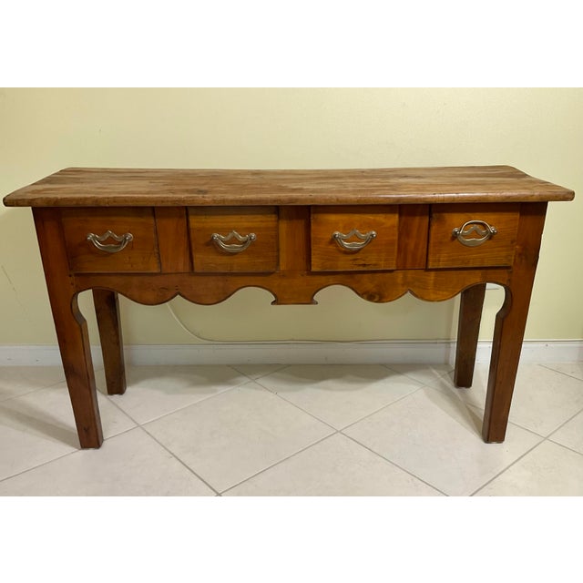Antique Farmhouse Console Table Handcrafted Rustic Credenza Vintage Country For Sale - Image 11 of 17