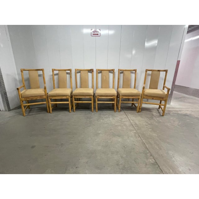 McGuire Style Rattan Dining Armchairs - Set of 6 For Sale - Image 9 of 11