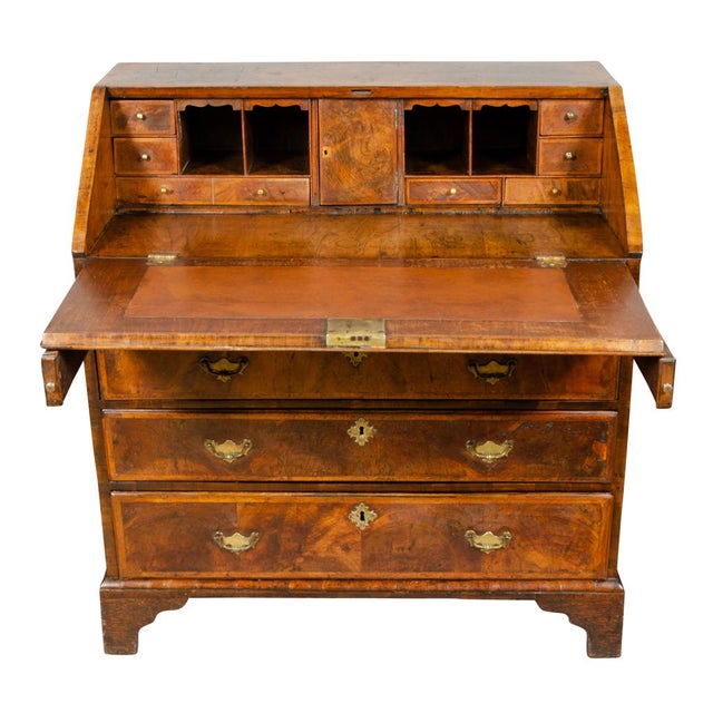 George II Walnut Slant Lid Desk For Sale - Image 4 of 13