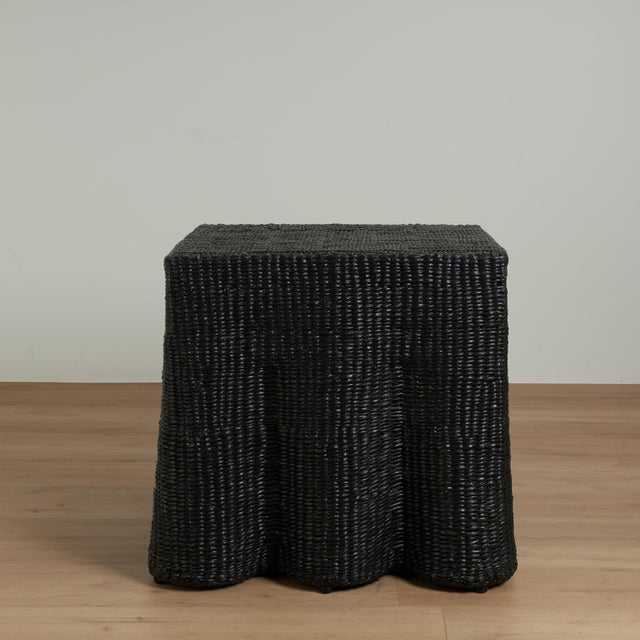 Mid-Century Modern Pair of Black Square Ghost Drapery Stands For Sale - Image 3 of 10