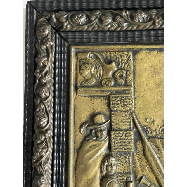 19 Th C Antique Embossed Brass Wall Art Dutch For Sale - Image 4 of 7