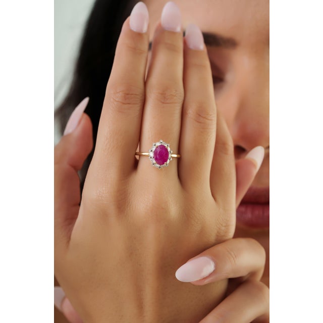 Not Yet Made - Made To Order Mozambique 1.52ct Ruby & Diamond Statement Ring Size 5 in 14k Yellow Gold For Sale - Image 5 of 17