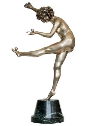 Early 20th Century Early 20th Century French Art Deco Bronze Figure 'Trickstress' by Cjr Colinet