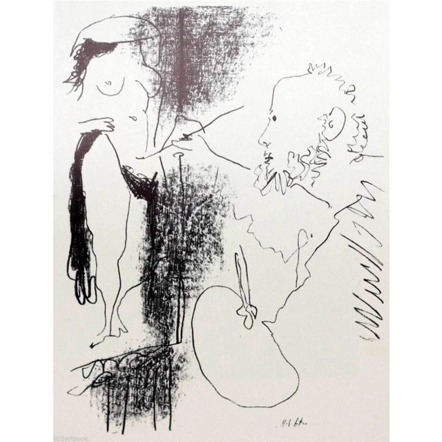 Mid-Century Modern Pablo Picasso “The Artist and His Model” Lithograph (1964), Mourlot Paris, André Sauret, Custom Framed For Sale - Image 3 of 6