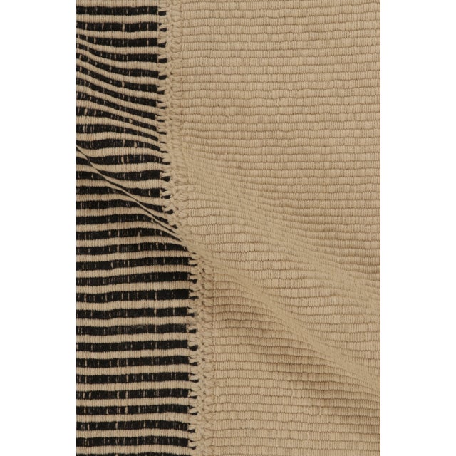 Rug & Kilim's Contemporary Minimalist Rez Kilim With Black & Beige Stripes For Sale - Image 9 of 10