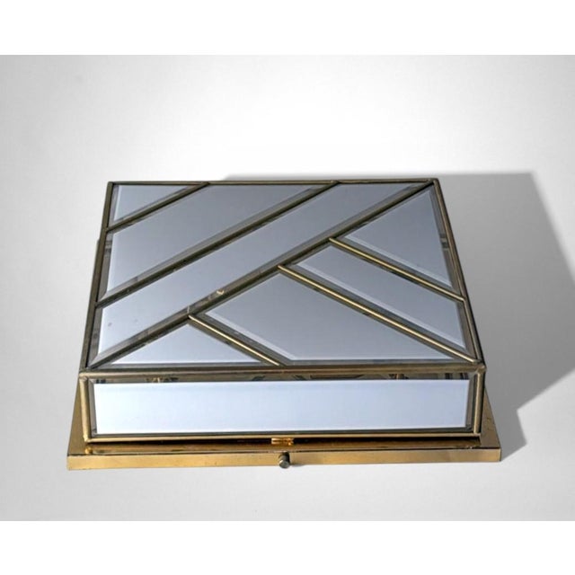 Mid 20th Century Italian Opaline Glass and Brass Flush Mount Ceiling Light For Sale - Image 4 of 18