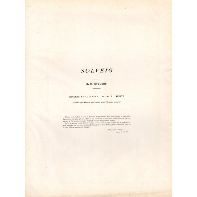 Paper Gustave-Max Stevens, Solveig, 1898, Lithograph on Paper For Sale - Image 7 of 10