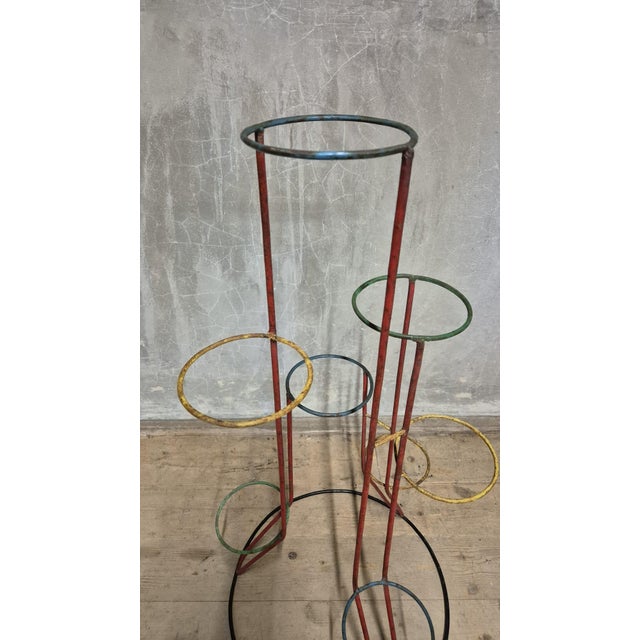 Vintage Multi-Tier Flower Stand in Painted Metal, Czechoslovakia, 1940s For Sale - Image 6 of 11