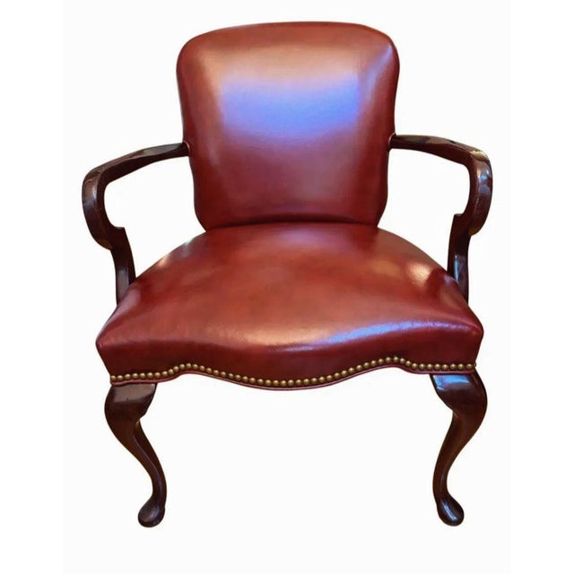 Elevate Your Executive Office With This Stunning Pair of Leathercraft Georgian Mahogany Armchairs For Sale - Image 12 of 12