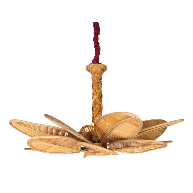 Leaf Rattan Pendant Light For Sale