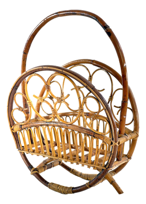 Vintage Italian Boho Bamboo Magazine Rack by Franco Albini, 1960s