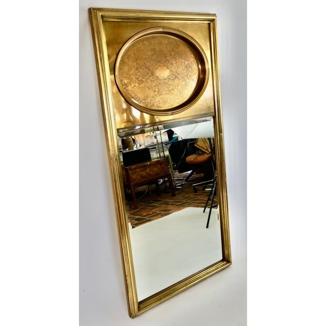Hollywood Regency Vintage Mastercraft Brass Wall Mirror For Sale - Image 3 of 10