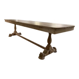 Vintage European White Oak Trestle Dining Table, 118” For Sale