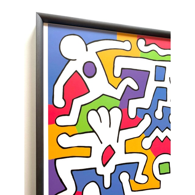 Keith Haring Keith Haring Estate Vintage 1999 Lithograph Print Framed Pop Art Poster " Palladium Backdrop " 1985 For Sale - Image 4 of 13