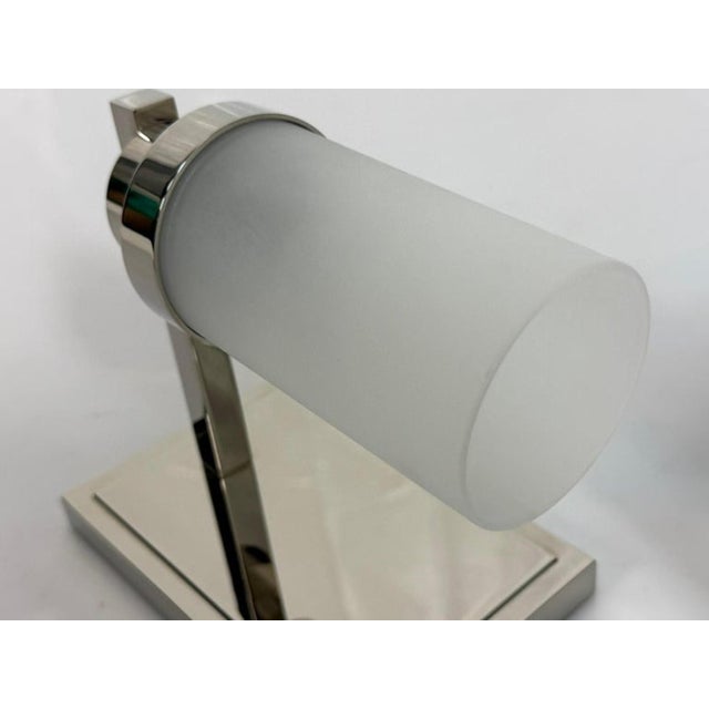 Pair of Marian Jamieson "Six of One" Nickel Wall Sconces With Frosted Glass For Sale - Image 13 of 17