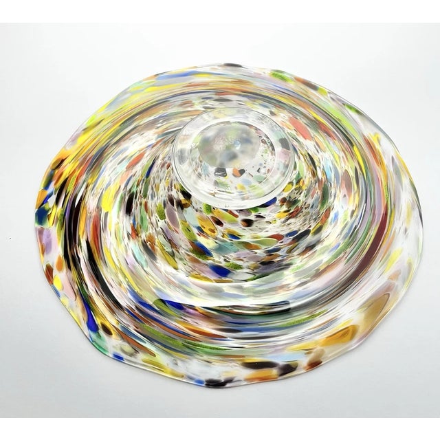 1970s Murano-Style Colorful Confetti Handblown Italian Swirl Art Glass Decor Bowl For Sale - Image 10 of 11