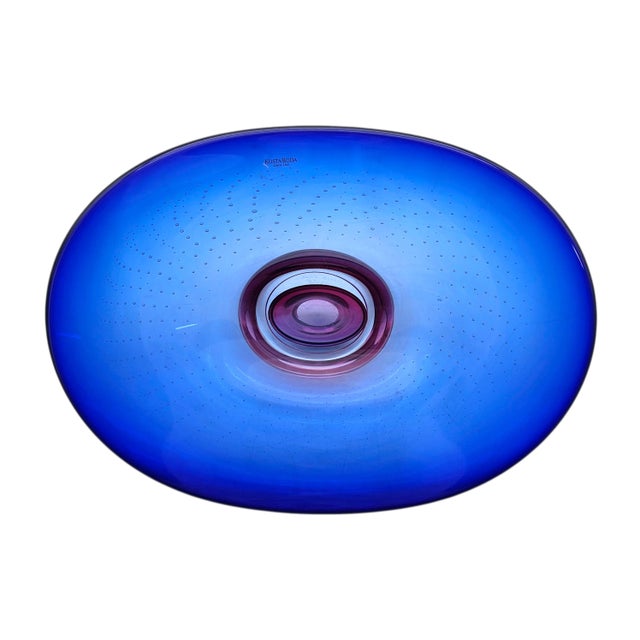 A sculptural example of late 20th-century Scandinavian art glass, this “Zoom” series bowl by Göran Wärff for Kosta Boda...