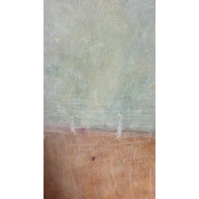 Contemporary Contemporary Neutral Wall Art by Irene Alard Original Minimalist Abstract Landscape Painting in Earth Tones – Soft Green & Ochre Horizon, For Sale - Image 3 of 6