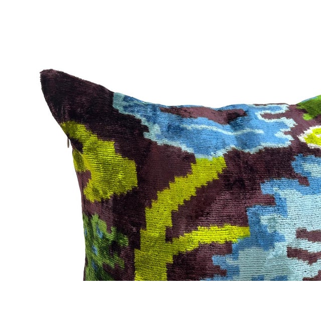 Velvet Silk Cushion Cover with Colorful Design, 2000s For Sale - Image 10 of 11