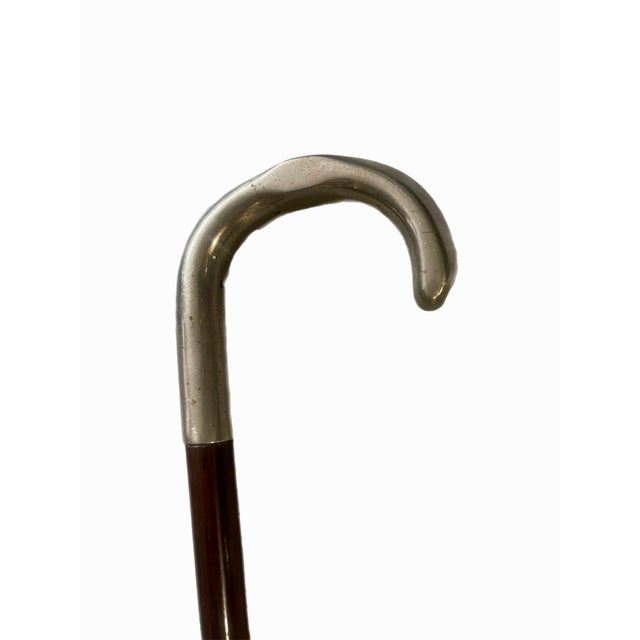 English 19th C. Georgian Sterling Crook Handled Walking Stick or Cane For Sale - Image 3 of 8