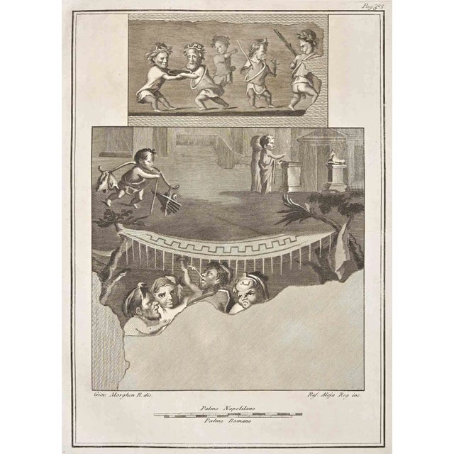 Giovanni Elia Morghen, Ancient Roman Fresco Herculaneum, Etching, 18th Century For Sale