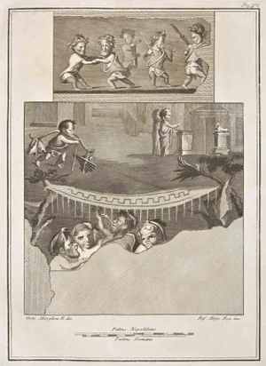 Giovanni Elia Morghen, Ancient Roman Fresco Herculaneum, Etching, 18th Century