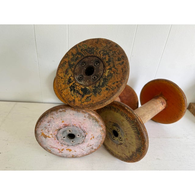 1920s Wooden Textile Factory Spool For Sale - Image 11 of 11
