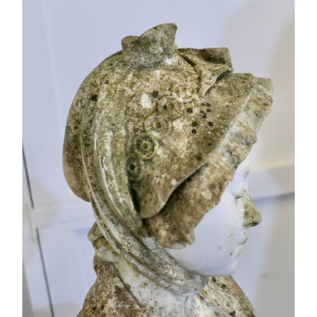 After Jean-Baptiste Greuze, Bust of a Young Girl in a Knotted Headdress, 1800s, Marble For Sale - Image 4 of 13