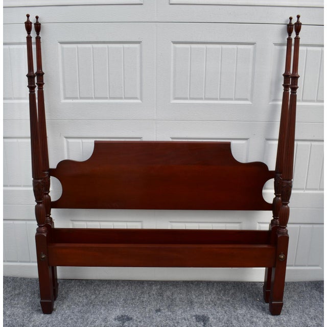 1980s Full Carved Mahogany Bed Vintage Four Poster Frame Chippendale Style For Sale - Image 5 of 11