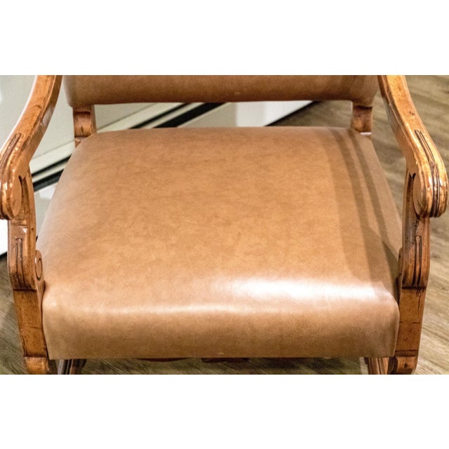 Antique Louis XIV Style Leather Upholstered Armchair For Sale In New York - Image 6 of 6