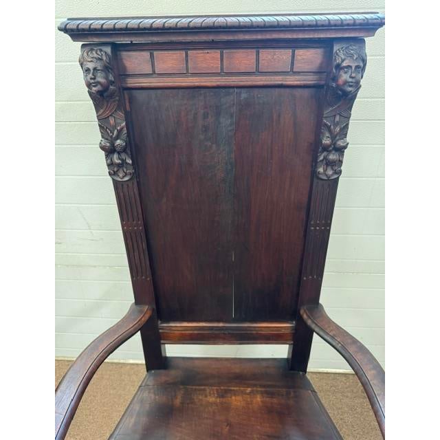 Late 19th Century Late 19th Century Figural Carved Jacobean Style Throne Armchair With King and Queen For Sale - Image 5 of 15