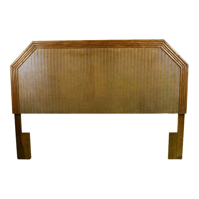 Faux Bamboo Woven Rattan Queen Headboard | Chairish