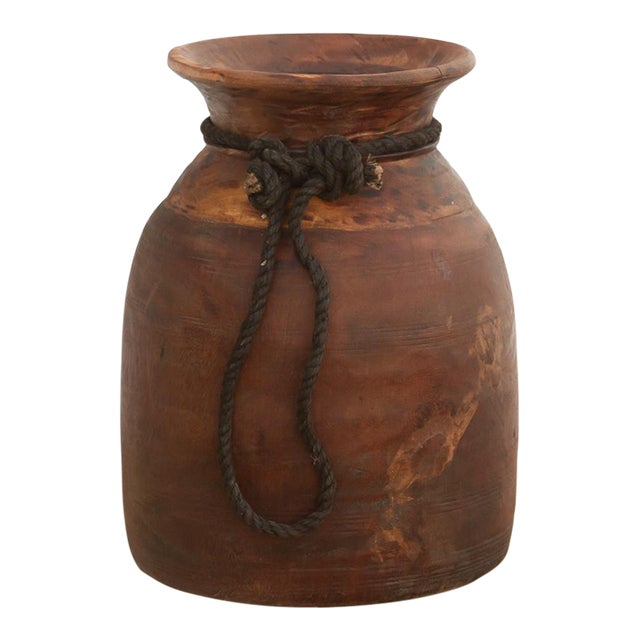 Heavy Rustic Wood Milk Pot For Sale
