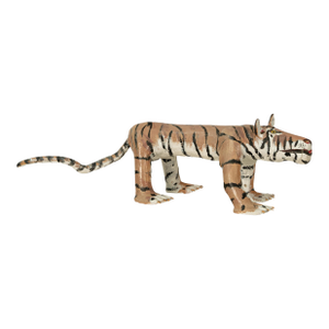 African American Folk Art Hand-Carved Wooden Hand-Painted Tiger Sculpture by Isaac Smith, 1980