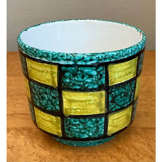 Vintage Italian Checkerboard Ceramic Cache Pot For Sale - Image 10 of 12