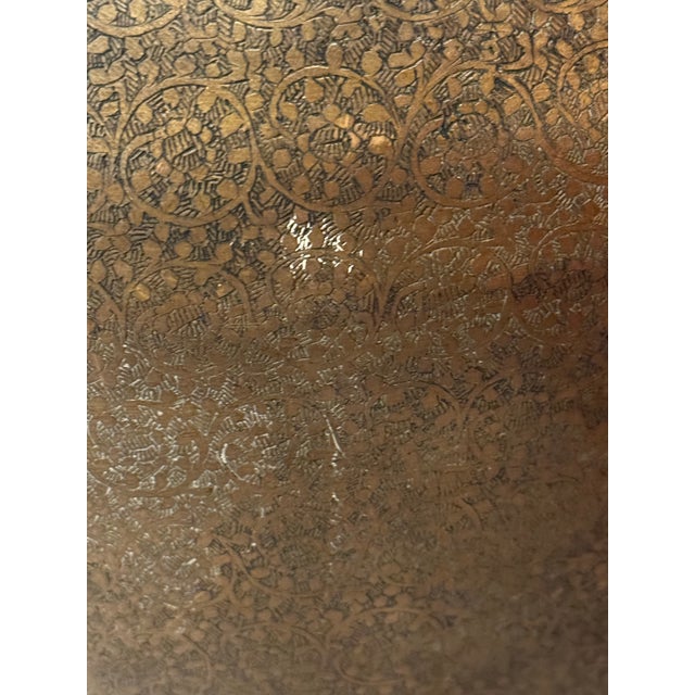 Antique Indian Hand Etched Copper Foot Urn For Sale In Salt Lake City - Image 6 of 12