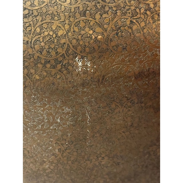 Antique Moorish Hand Etched Copper Foot Urn For Sale In Salt Lake City - Image 6 of 12