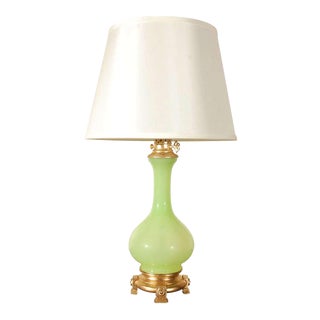 Late 19th Century Lime Green Opaline Lamp For Sale