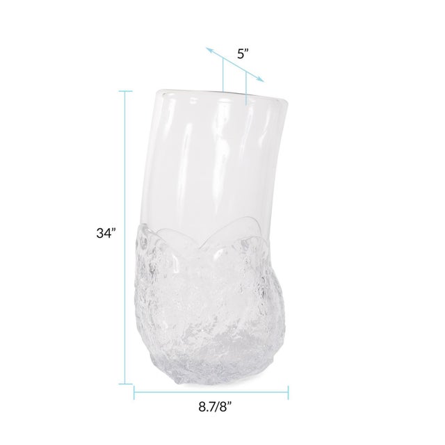 Modern Portage Ice Clear Abstract Glass Vase- Tall For Sale - Image 3 of 11