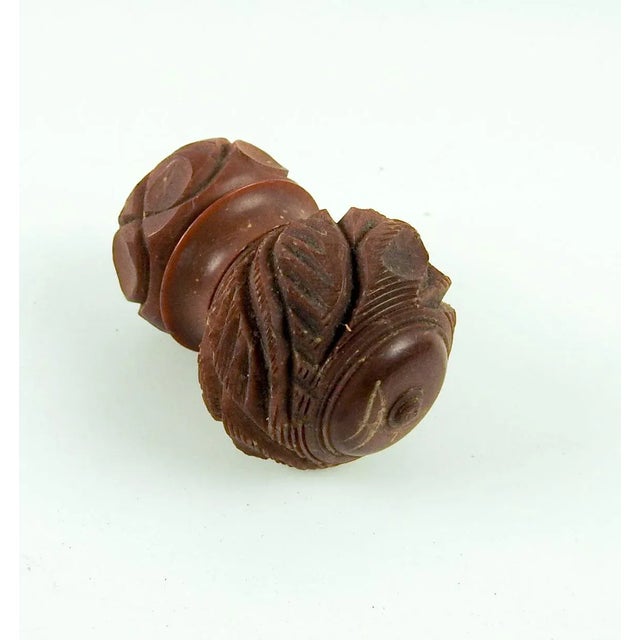 Antique Carved Vegetable Ivory Tagua Needle & Thimble Cases - Set of 3 For Sale - Image 4 of 8