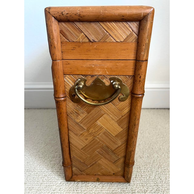 Vintage Woven Rattan Filing Box With Brass Handles For Sale - Image 12 of 12