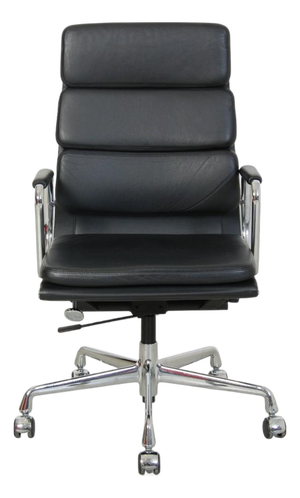 EA219 Softpad Office Chair in Black Leather by Charles Eames, 2000s