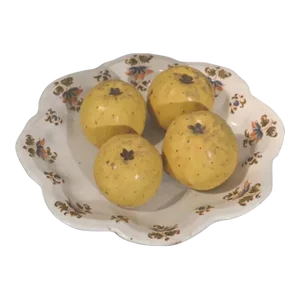 Antique 18th Century French Delft Faience Tromp L'Oeil Plate with Sculpture of Apples