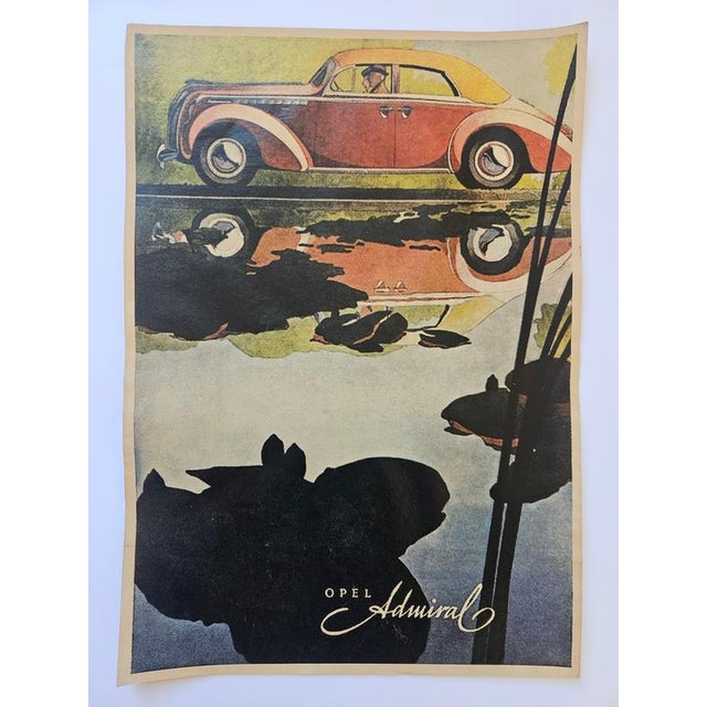 Art Deco Advertising Poster Opel Admiral Automobile, 1930s For Sale - Image 3 of 8