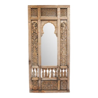 Antique Architectural Indian Window Facade Full-Length Mirror For Sale