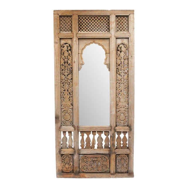Antique Architectural Indian Window Facade Full-Length Mirror For Sale